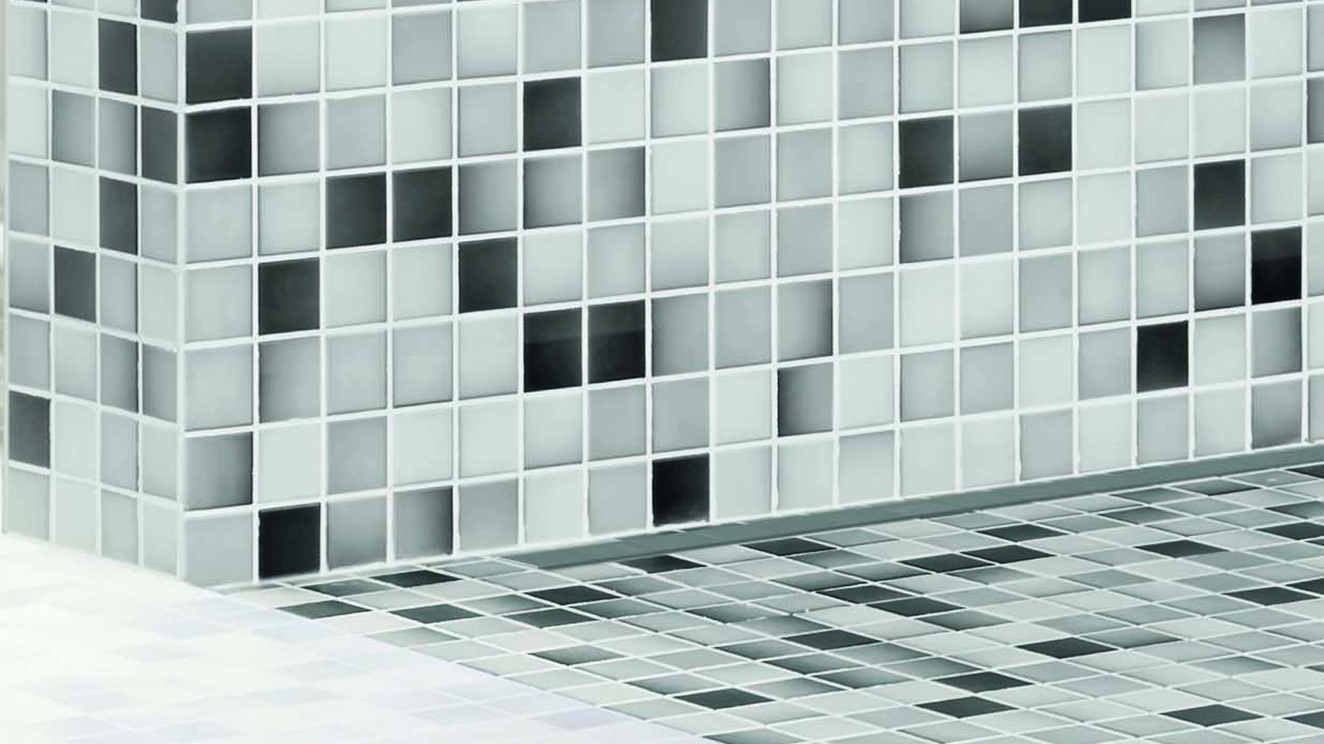 Mosaik Mosaikmatte Brick mix weiß/grau unglasiert rutschhemmend R10 295x290 mm 